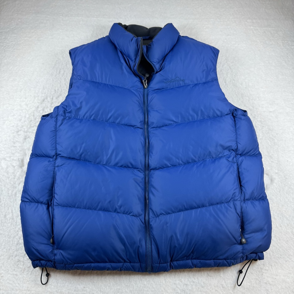 Eddie Bauer Vest Mens Size XL Blue EB700 Down Puffer Full Zip Outdoor Hiking
